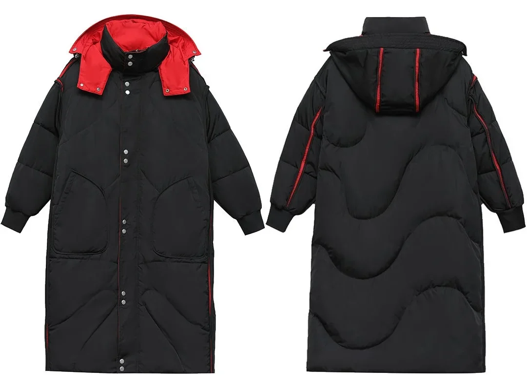 Maternity Hooded Patchwork Women Long Coat Winter Fashion Elegant Pregnant Dual Side Wearing Loose Casual Warm Jacket