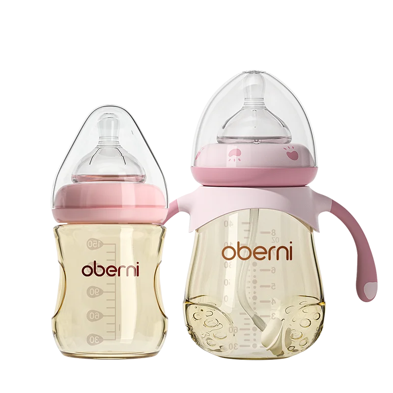 Oberni Baby Bottle Feeding Set for PPSU Materials 150ml+240ml Wide Neck with supper soft Silicone nipple