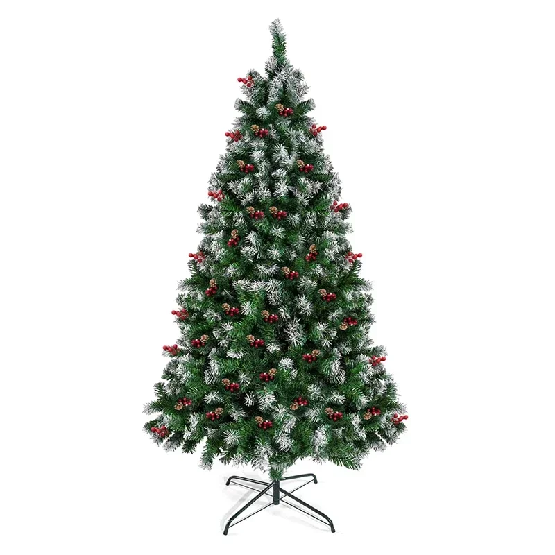 thumbnail image 1 of Árbol de Navidad artificial de pino de 4/5/6/7 pies, árbol de Navidad, decoración navideña para año nuevo con soporte de metal resistente, árbol de Navidad blanco y rosa, 1 of 5