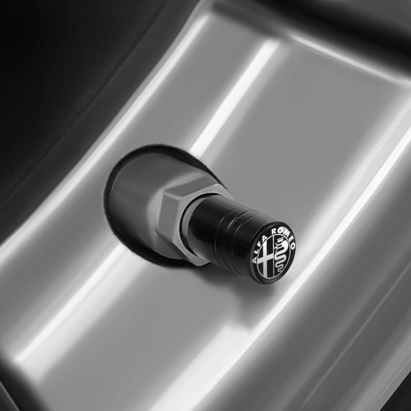 4Pcs Car Tire Valve Stems Cap Aluminum Wheel Stem Air Caps For Alfa Romeo Giulia Stelvio MiTo Giulietta Tonale ALFA 4C Disco 5