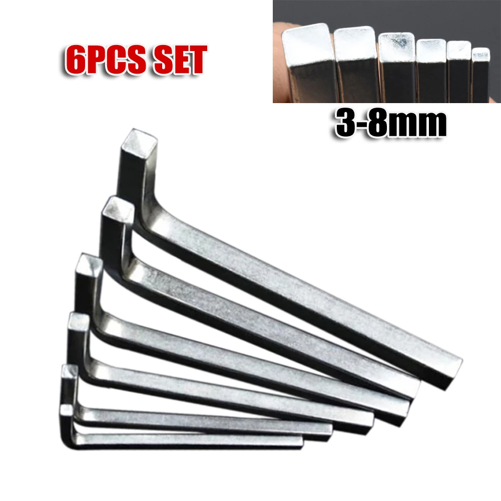 

6pcs L Shaped Square Head Wrench Square Key 4Point Chromium Vanadium Steel Wrench Screwdriver For Tighten The Square Screws