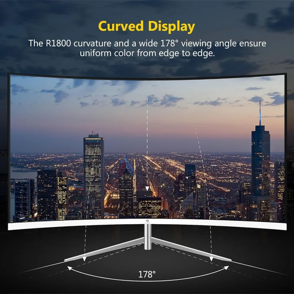 27-inch Curved Gaming Monitor, Full HD 1080P 1920x1080 LED Backlight Monitor, with 75Hz Refresh Rate and Eye-Care Technology 3
