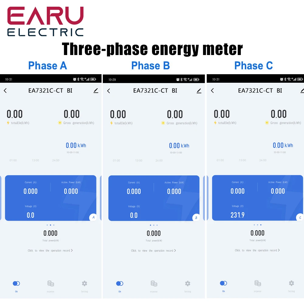 Tuya WiFi ZigBee Three Phase Bidirectional Energy Meter KWh Monitor 3*110/190V o