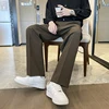 Spring Summer Men Suit Pants Wide Leg Long Drape Trousers Fashion Streetwear Clothing Solid Stretch Waist Oversize Pants Black 4