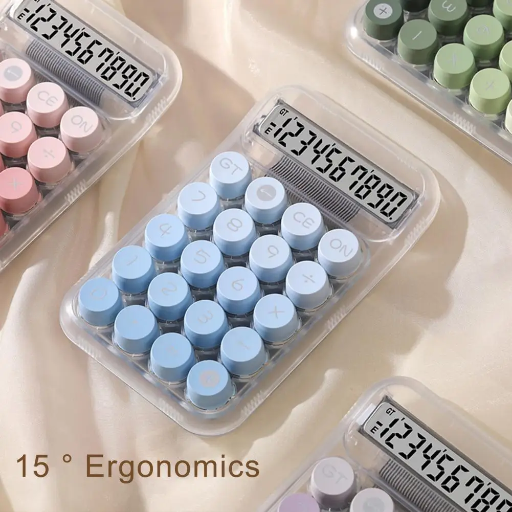 آلة حاسبة سطح المكتب بألوان متدرجة ، لطيفة ، شاشة LCD كبيرة 12 رقمًا ، زر دائري ، لوحة مفاتيح ميكانيكية ، مكتب ، سطح مكتب ، كونترتوب