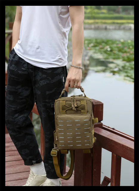 Outdoor Tactical Fishing Bag Laser Molle Camping Backpack Men Camouflage  Messenger Chest Sling Shoulder Bag Fish Rod Bags XA81B - AliExpress