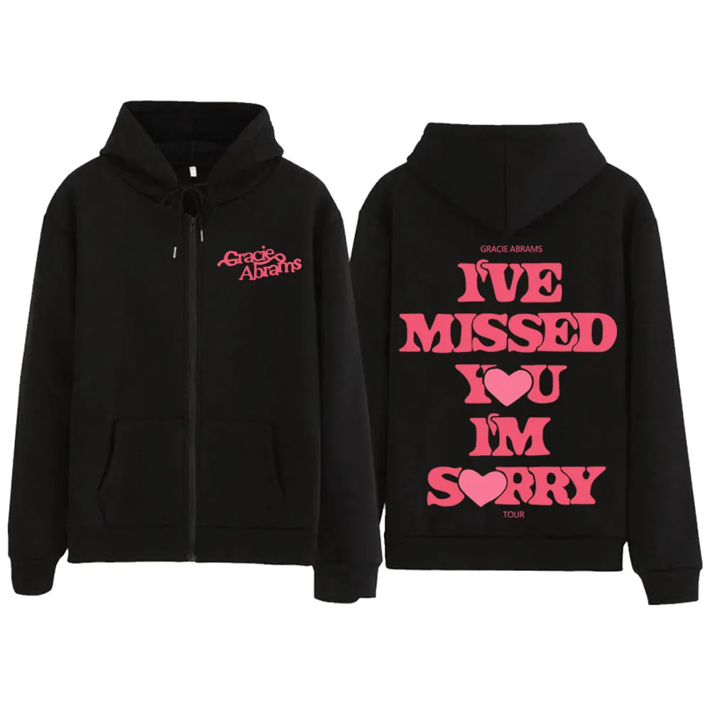 Gracie Abrams 2024 I Miss You I'm Sorry Zip Up  Hoodie Coat Gracie Abrams Zipper Graphic Men Women Sweatshirt Y2K Clothes 2