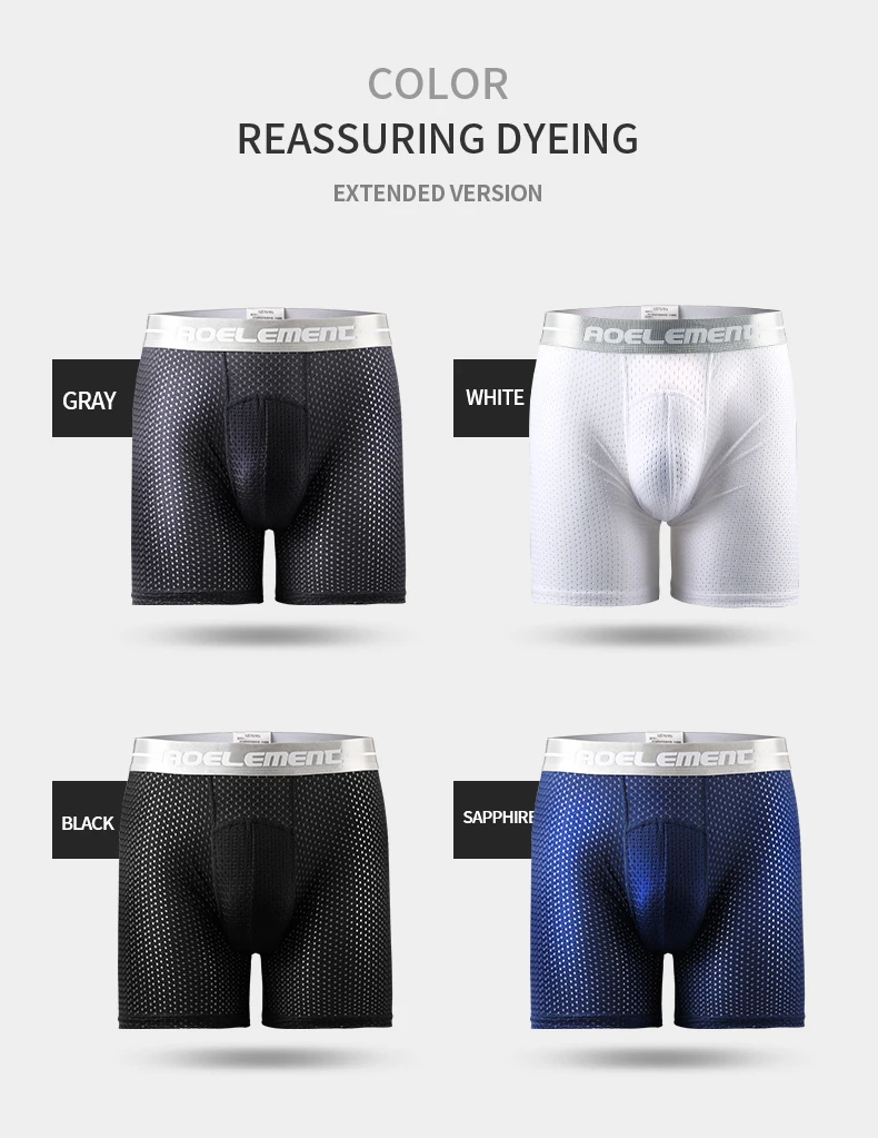 5-Pack of Ice Mesh Sports Underwear for Men, Anti-Wear Leg Running, Five-Point Extended Fitness Anti-Wear Crotch Extended Boxer