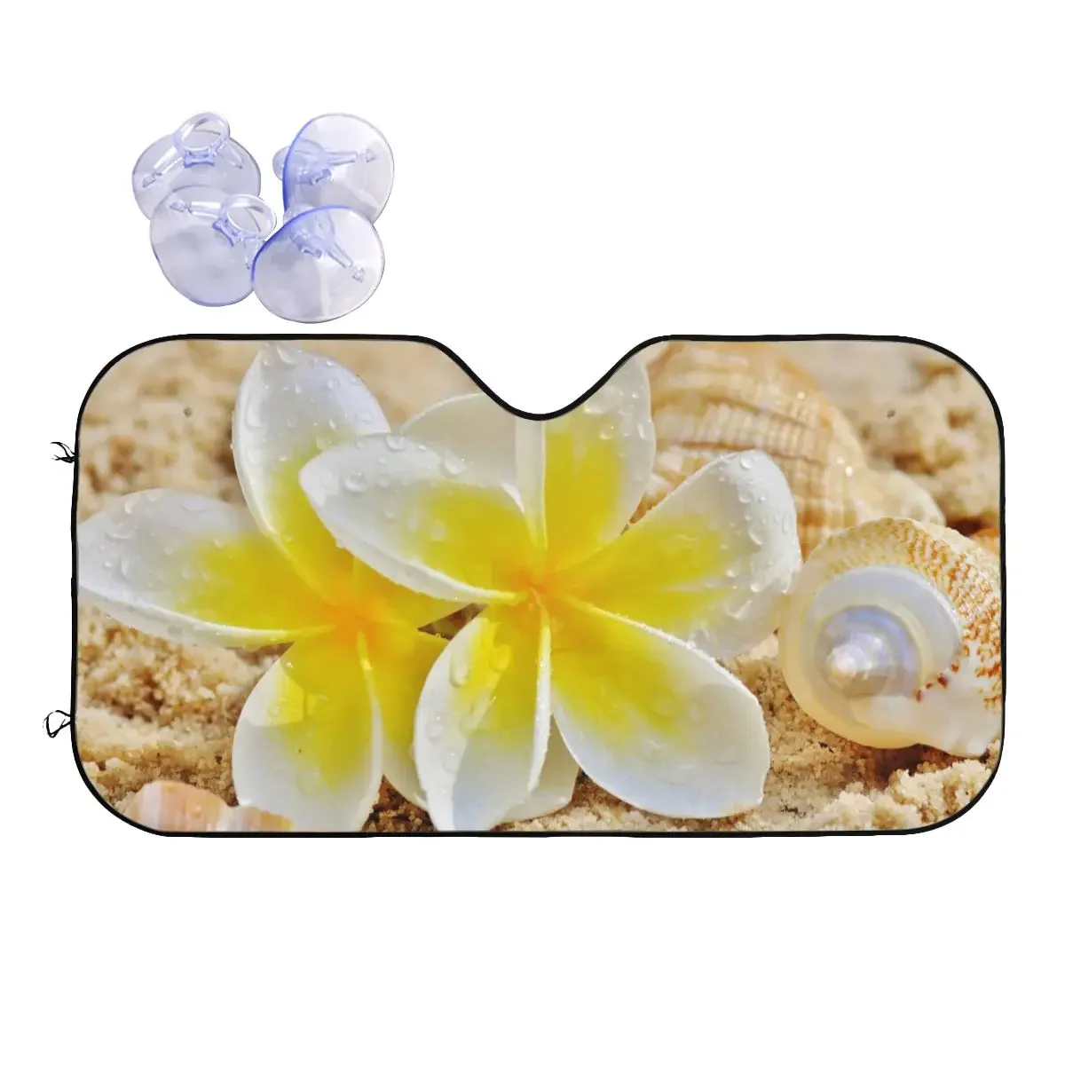 

Yellow Plumeria Flower Foldable Sunshade Windscreen 76x140cm Aluminium Foil Car Sunshade Sun Shade Protect