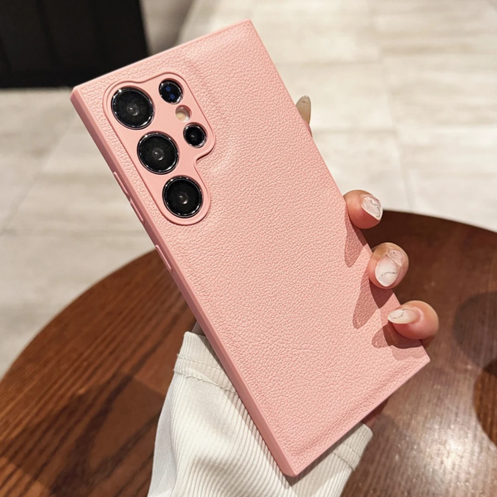 Luxury Leather Texture Matte Phone Case - Solid Color Shockproof Soft Bumper Cover