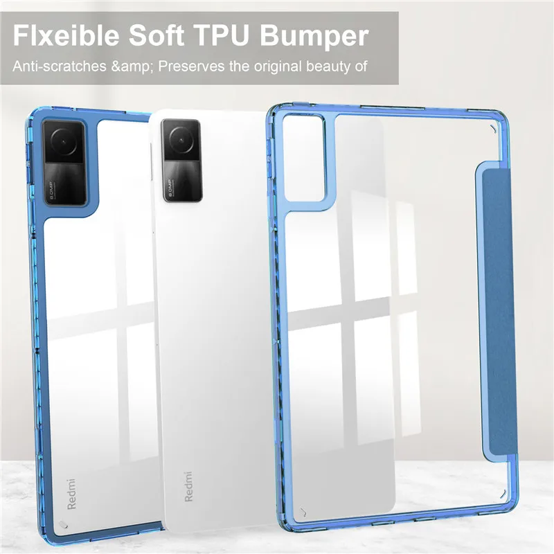 coque arrière transparente en cuir pu pour tablette compatible modèles redmi pad