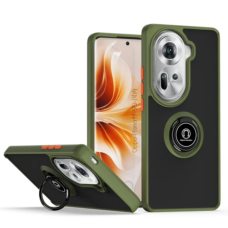 Matte Shockproof Phone Case with Magnetic Ring Stand Holder
