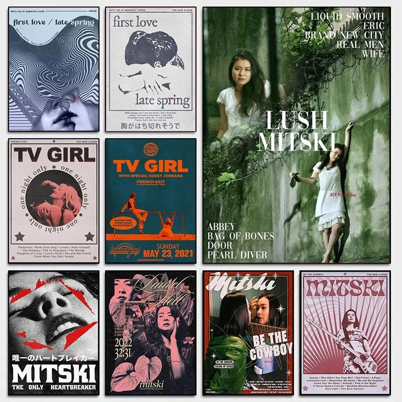 Music Canvas Poster Singer Mitski First Love Tv Girl French Exit Pop Music Album Wall Pictures Home Bar Cafe Decor Fans Gift music canvas poster music art print canvas wall art wall art print vintage art poster art paper poster
