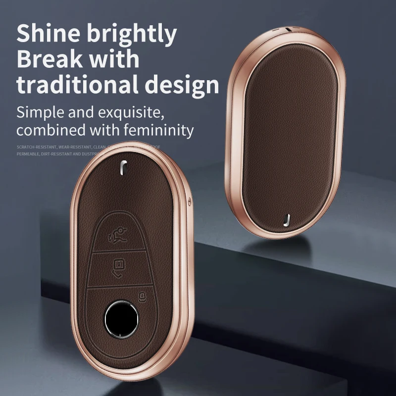 

Car Zinc Alloy Leather Key Case Bag For Mercedes Benz C S Class W223 W206 S350 S400 S450 S500 Interior Key Cover Accessories