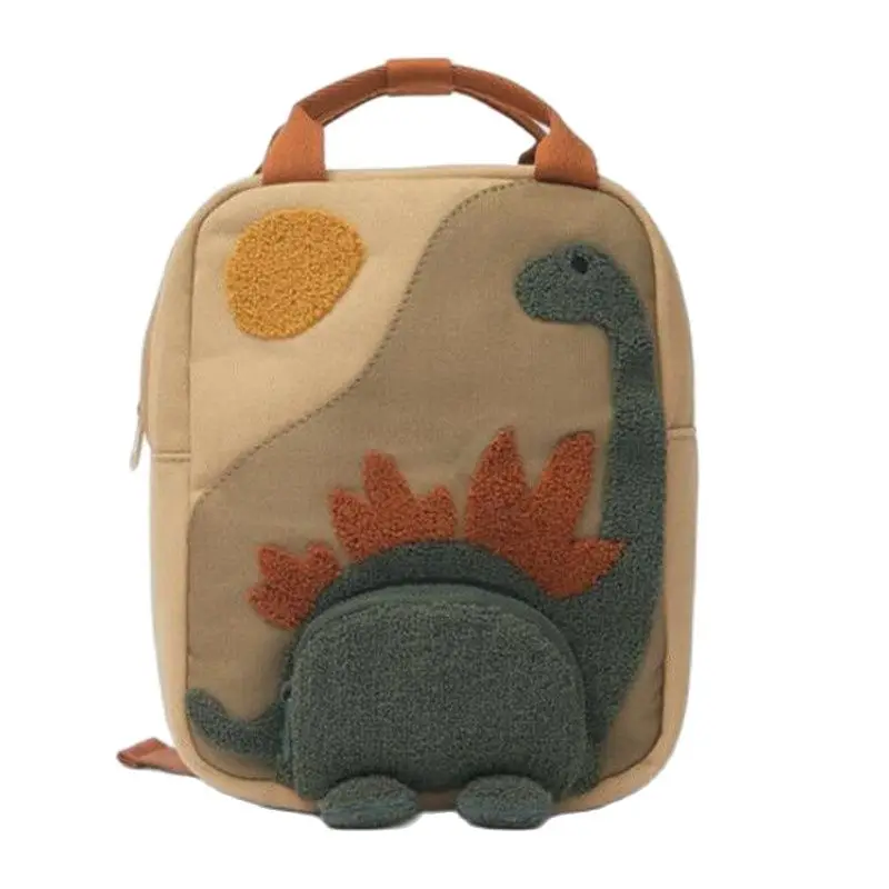 Новинка 2022, детский и студенческий холщовый рюкзак с вышивкой динозавра для покупок в школу новый холщовый рюкзак с вышивкой и крючком в виде маленького динозавра