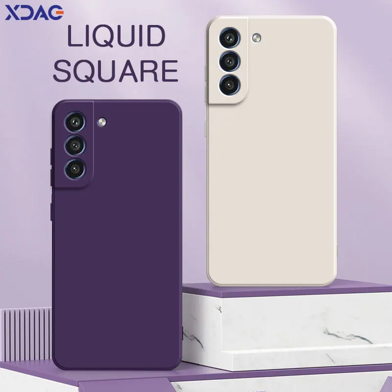 Quadratische Flüssigsilikon-Handyhülle für Samsung Galaxy S21 FE Plus Ultra 5G 360, Schutzhülle Samsung S21 S21FE S21 Plus S21 Ultra