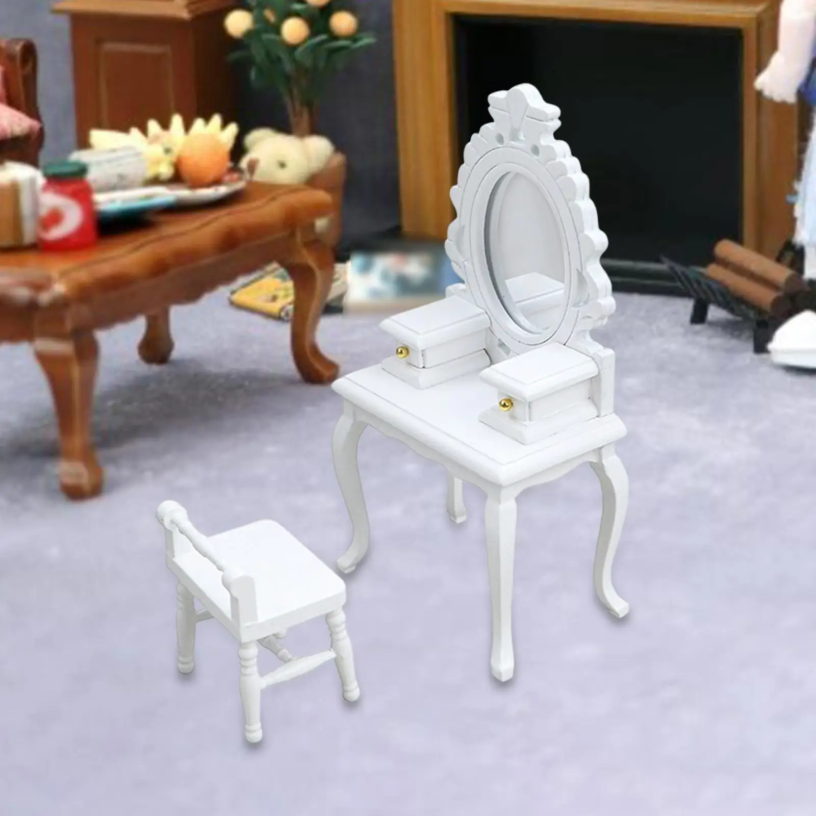 Simulation Mini Vanity Set Furniture Toy for Miniature Dollhouse Furniture Simulation Mini Vanity Set Furniture Toy for Miniature Dollhouse Furniture