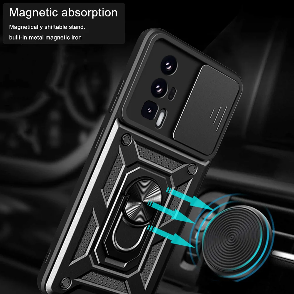 Durable Shockproof Armor Phone Case with Car Holder & Camera Lens Protection for Xiaomi Mi Poco F5 Series