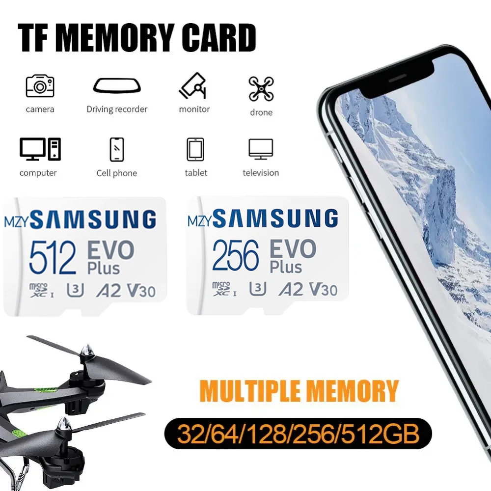 

mzySAMSUNG Pro Plus Micro SD 64GB Memori Memory Card TF MicroSD Cards SDXC 128GB 256GB 512GB U3 V30 4K For Phone Drone Camera