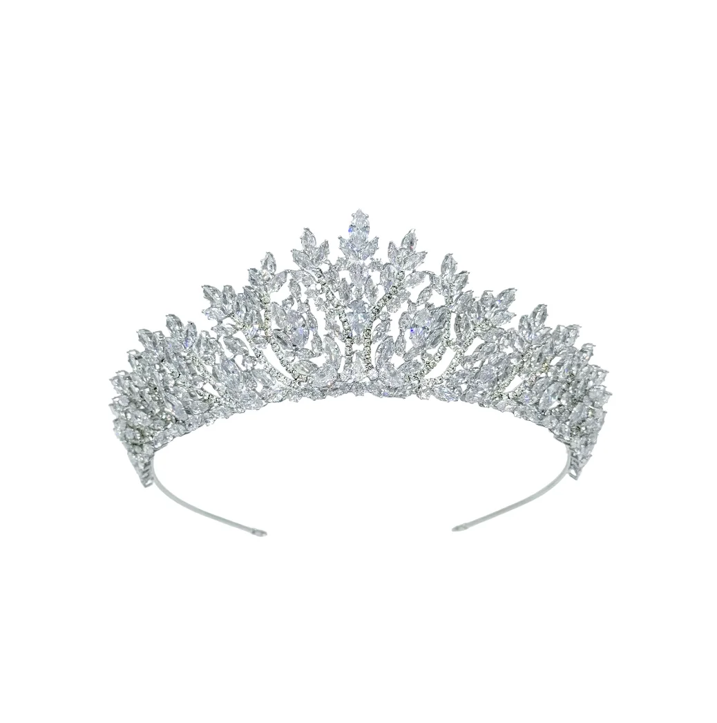 Luxury Tiaras Crowns For Women Cubic Zirconia Princess Bride Crown Headband Wedding Hair Jewelry Accessories Prom Pageant Diadem