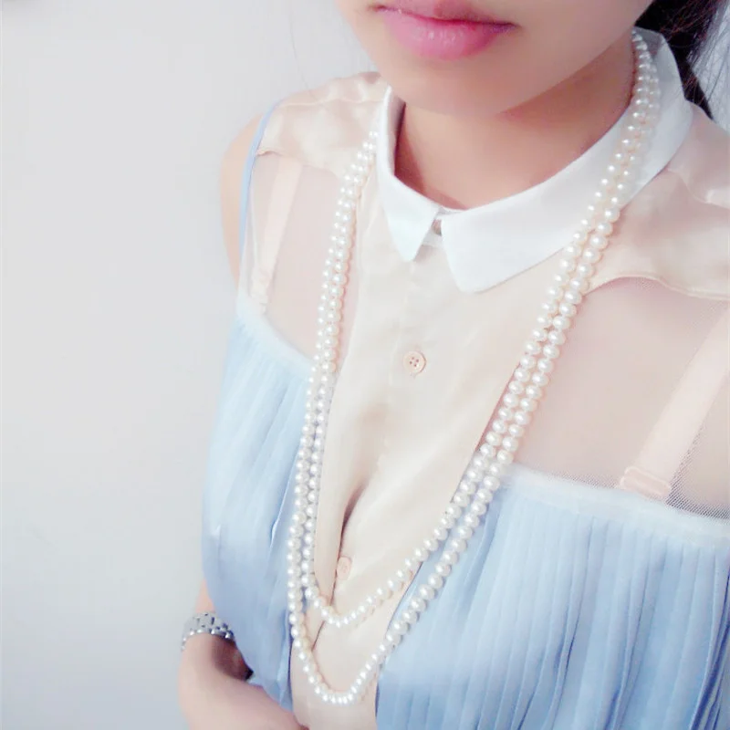 

Long Nature 7-8mm South Sea White Pearl Necklace Necklaces for Women Women Jewelry Luxury Jewelry
