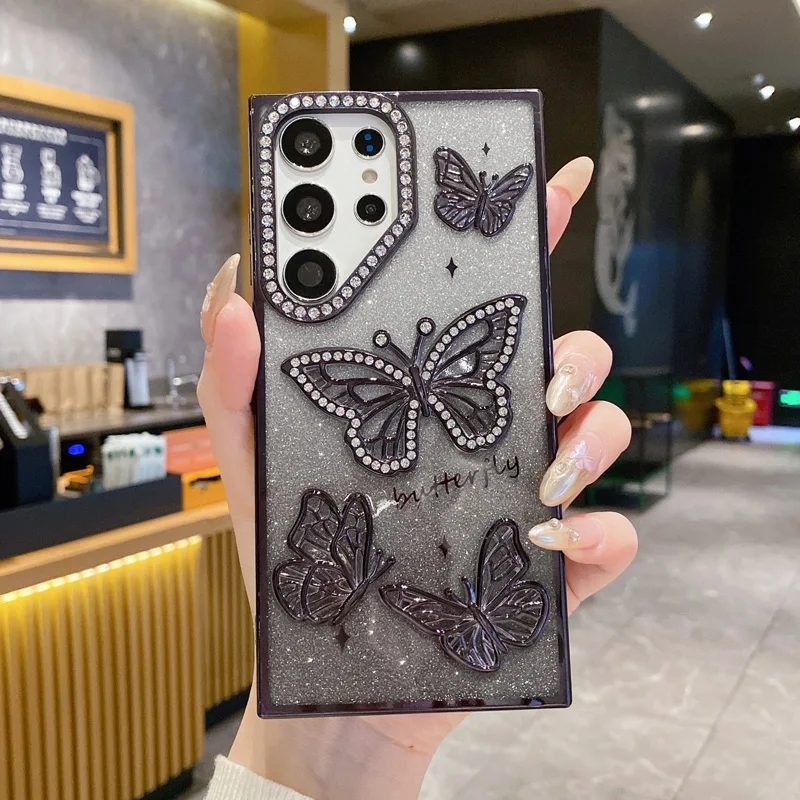 Butterfly Glitter Rhinestone Phone Case - Sparkling Back Cover