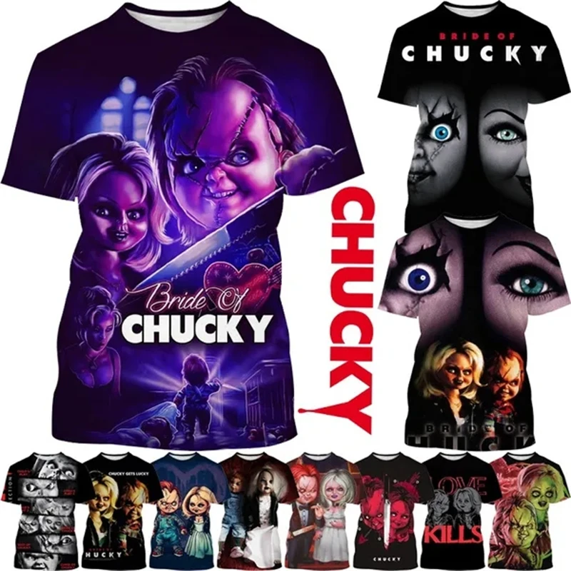 Hot Selling Chucky Doll 3D Printing T-shirt Personality Horror Movie Bride Of Chucky Casual Hip-hop Unisex T Shirt Cheap Shirt