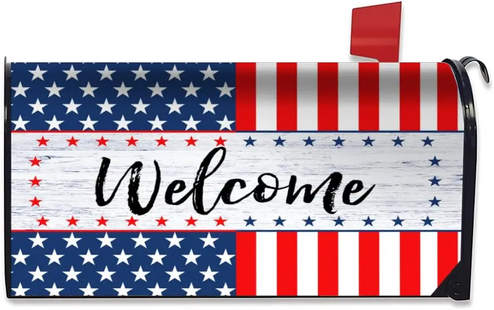 Welcome Mailbox Covers American Flag Patriotic Mailbox Cover Magnetic US Independence Day 4th of July Covers Garden