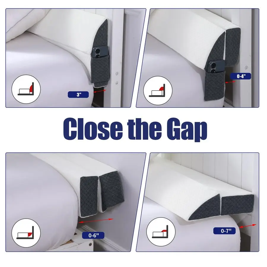 Pillow Wedge for Headboard Gap,Mattress Wedge Gap Filler Queen Size,Bed Crack Pillow,Foam Bed Gap Filler,Multifuctional Headboar