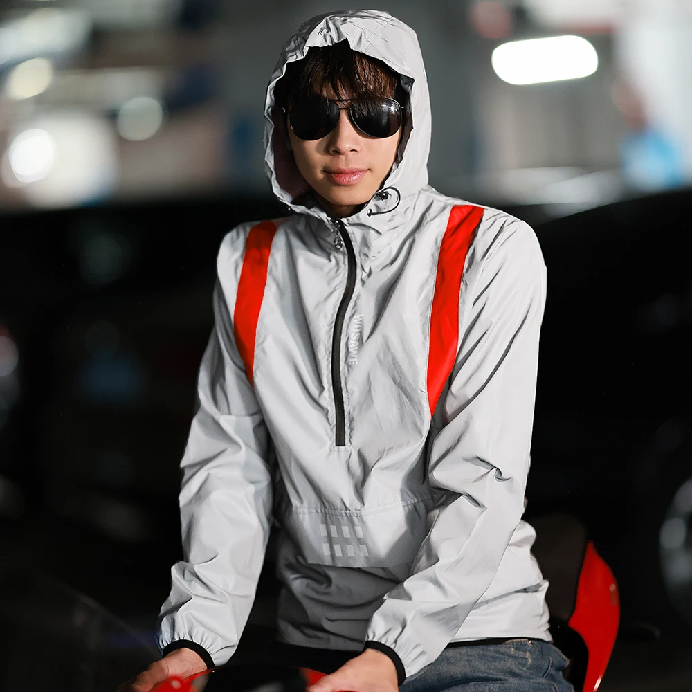Motorcycle Jacket Men Spring Summer Windbreaker Cycling Long Jersey Full Reflective Water Resistant reflective safety jacket cycling windbreaker