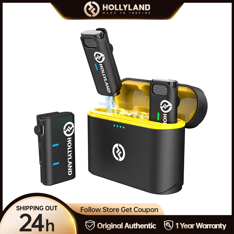 Hollyland Lark M1 Microfono Lavalier Wireless 2.4Ghz Con Custodia Di Ricarica Per Intervista Vlog Microfono Wireless In Streaming Live