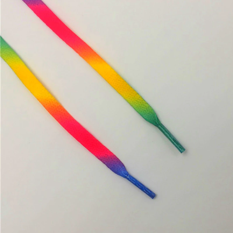 Weiou 8MM 30 Pairs Wholesale Rainbow Boots Canvas String Heat Transfer Polyester Printing Cord Top Accessory Luxury Unisex Lace