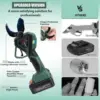 Professional Cordless Electric Pruners Battery Powered Tree Branch Cutter with 2 Rechargeable 2 A 4