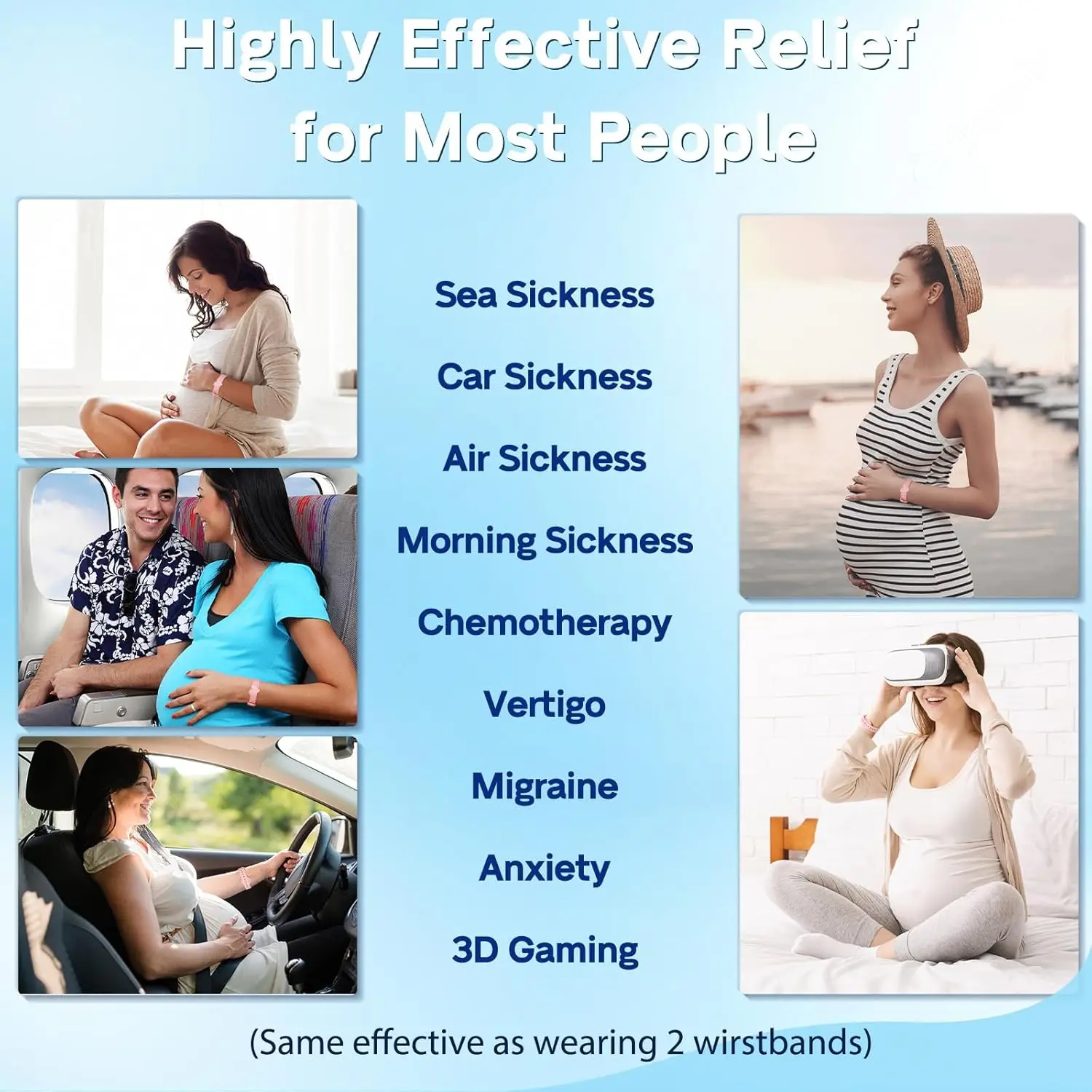 Motion Sickness Bands Morning Sickness Relief for Pregnant Women Seasickness Wristbands for Cruise Travel Essentials