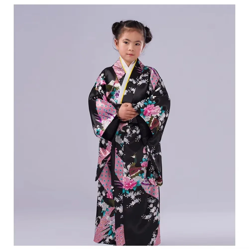Japanese Kimono Japanese Fashion Children's Japanese Kimono Traditional Dress Printed Yukata Robe Primary School Students Show Photo Dress