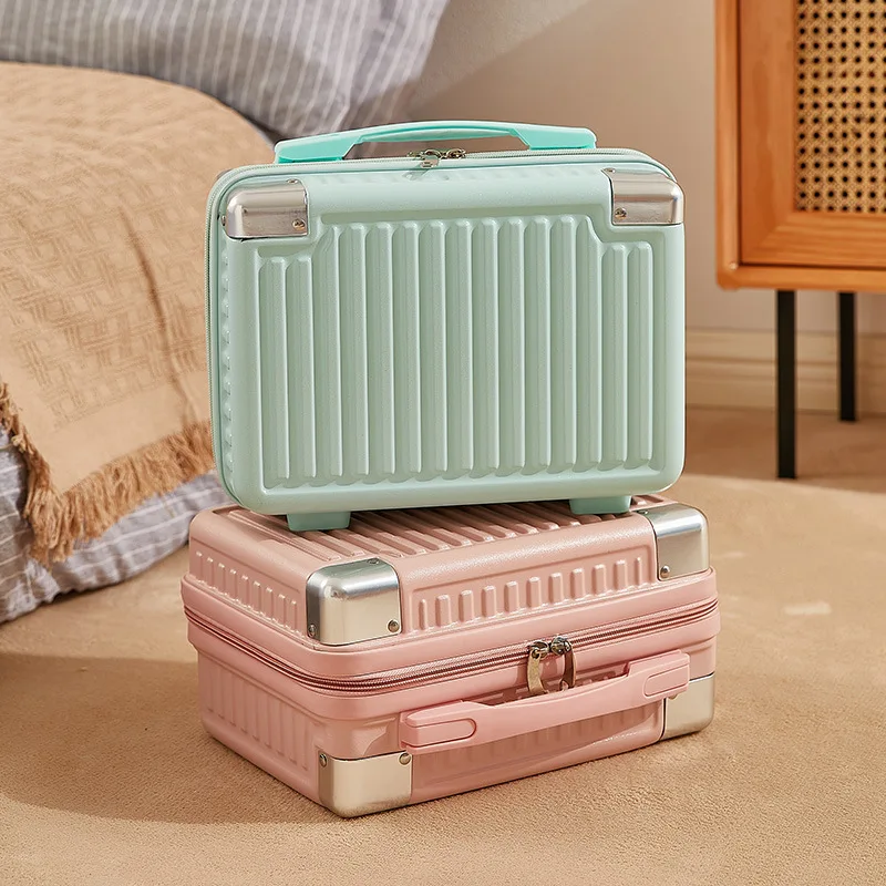 2025 14 inch Hard Shell Waterproof Shockproof Portable Simple Mini Suitcase Password Lock Cosmetic Bag Carry-on Luggage