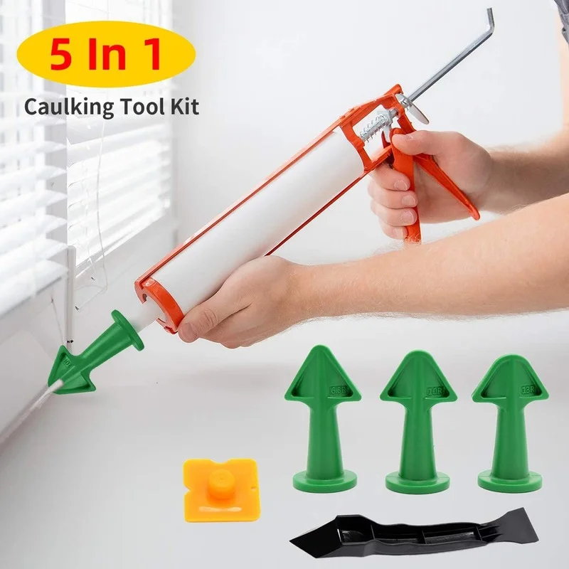 5PcCaulkingNozzleApplicatorFinishingToolSpatulaPlasticGlue