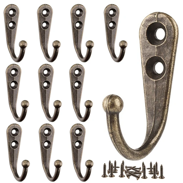 10pcs Vintage Coat Hooks W/ Screws Wall Mounted Cast Antique Hook Door Robe  Clothes Towel Keys Hangers For Bathroom Kitchen - AliExpress