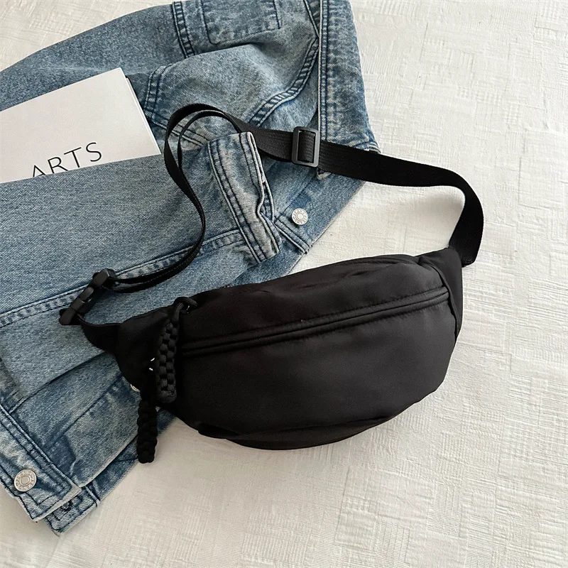 Chest Bags Banana Bag For Women Sling Crossbody Waist Pack Canvas Running Waist Bag Casual Fanny Packs Sport Half Moon Belt Bag 13