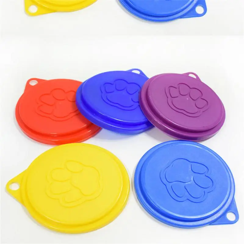 Three-layer Can Lid Lovely Animal Paw Print Design Bite Resistant Portable 13g Pet Supply Sealed Fresh-keeping Cover Reusable