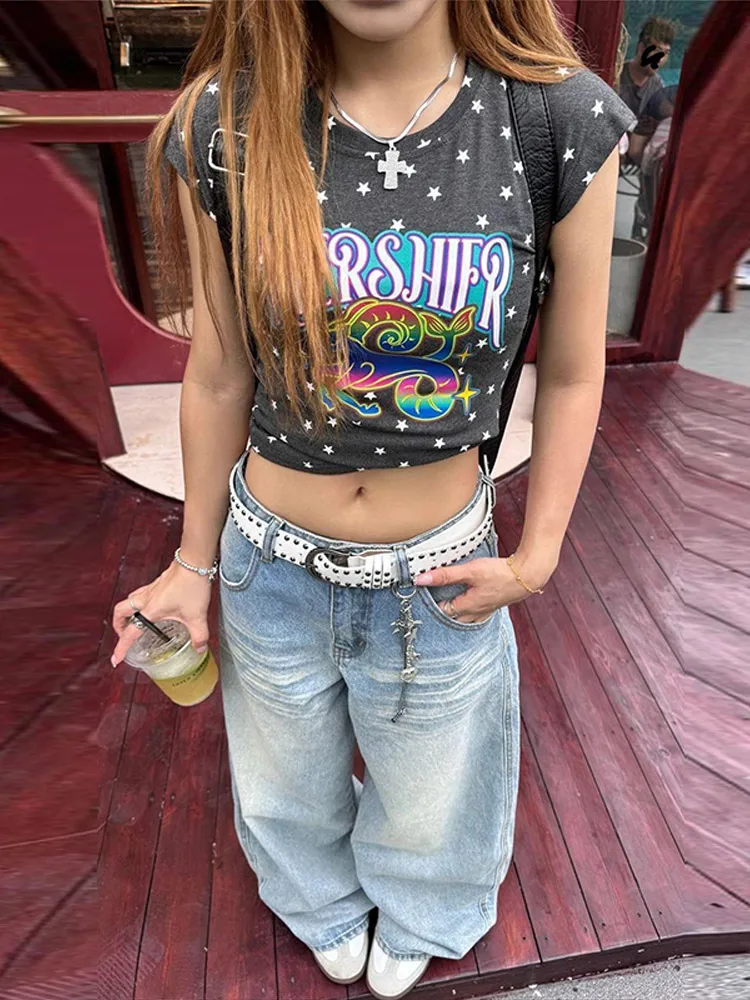 Women's Jeans Vintage Printed High Waist Zipper Pockets Straight Leg Trousers Female 2026 Spring Fashion Woman Clothes Outwears - 3