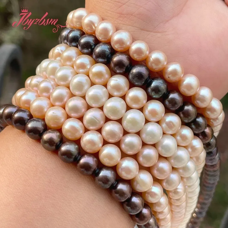 

7-8mm Nearround Natural Freshwater Pearl Beads for DIY Classical Necklace Bracelets Earrings Rings Jewelry Making 15"Wholesale
