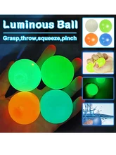  Fluorescent Pop Fidget Toys 45Mm Sticky Wall Ball Glow Decompression Squishy Soft Luminous Squeeze Adult Antistress Relief Toys 