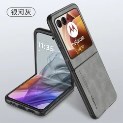 Luxury Leather Shockproof Back Cover with Camera Protection for Moto Razr50 (GRAY)