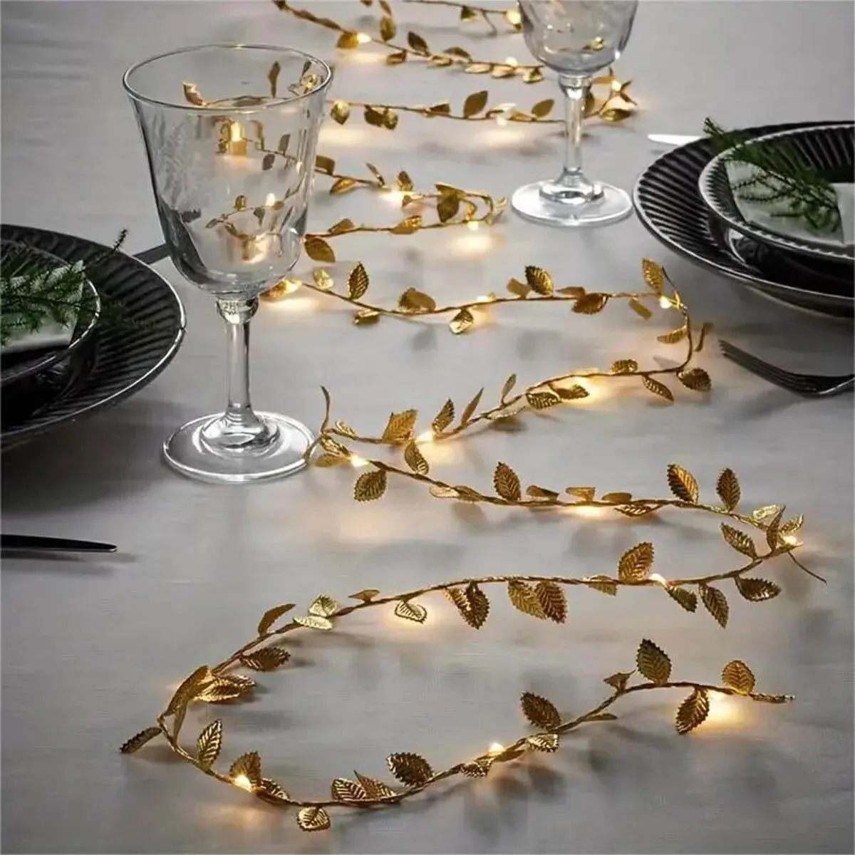Golden Tiny Leaves Fairy Lights - 20 LED Copper String