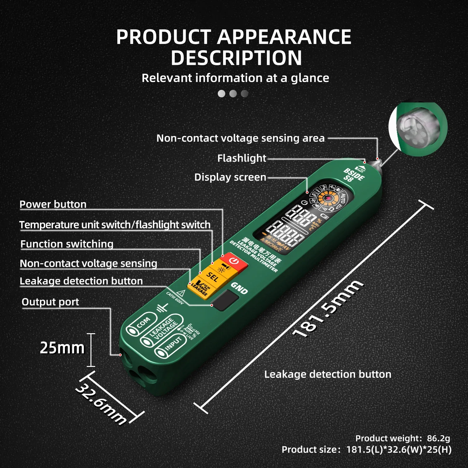 Pen Type Detection Leakage Voltage Tester Smart Digital Multimeter 6000 Counts Auto Range True RMS Electricians Tools BSIDE S8