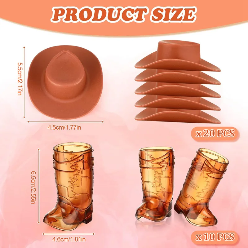 30Pcs/set Mini Cowboy Boot Cups Glasses with Caps Western Cowgirl Birthday Party Supplies Wedding Bachelorette Party Decoration