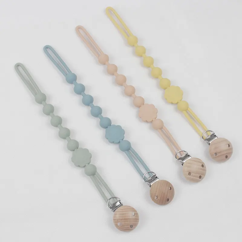 Pacifier Chain Baby Pacifier Loss Prevention Chain Food Grade Silicone Teether Stroller Clip
