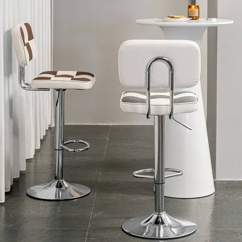 High Foot Dining Chairs Lift Rotation Bar Chair PU Cushion Counter Stools Stable Load Bearing Front Desk Seats