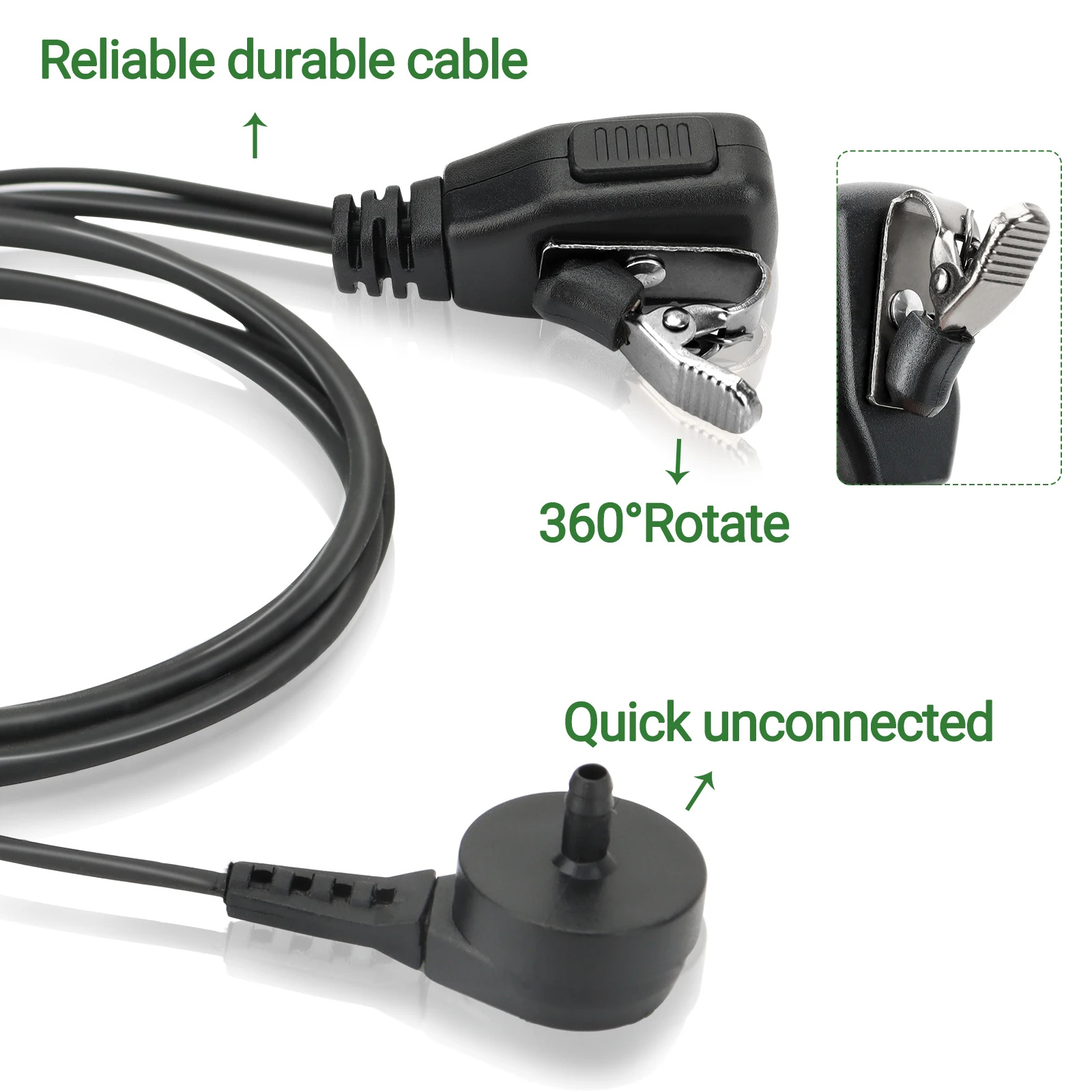 Walkie Talkie 2Pin Headphone Acoustic Air Tube Earpiece Headset Mic PTT for Quan